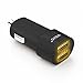 VOJO (Warm Light) Cigarette Lighter Dual USB Car Charger Adapter Accessories 2-Port (2.4a+1) 3.4 amp BULLET [Black], 12v to 5v Fast Charge for Apple iPhone X 8 7 6s 6 Plus, iPad 4 Mini, Android Phone