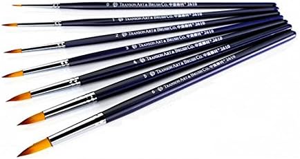 6 Piece Artist Brush Set,Nylon Pen 6 Synthetic Brushes Quality Natural Bristle for Gouache, Watercolours, Fluid Acrylics and Inks - Round, Pointed, Long-Lasting Squirrel Long pole