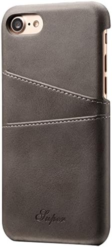 iPhone7 Case Leather Wallet Phone Case, Slim Back Case Cover With Credit ID Card Holder Grey