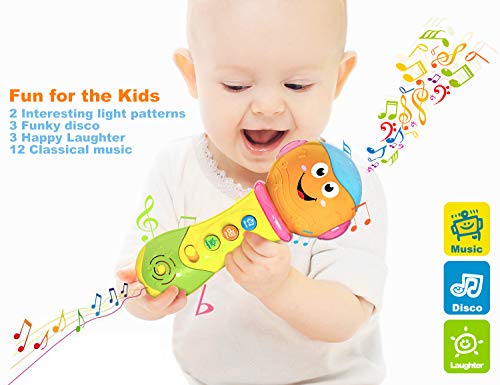 6 Month Baby Toys,Refasy Children Rattles Babies Musical LED Light Sounds Early Educational Development Best Gift Birth-24 Months Fun Playing Game Toys for Baby Infants Toddlers Boys Girls Kids Orange