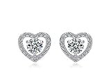 Bamoer Cubic Zirconia Platinum Plated Love Heart Halo Stud Earrings