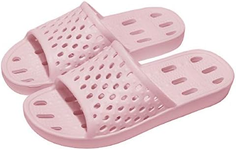 FUNKYMONKEY Women's Non-Slip Shower Slippers - Indoor Bathroom & Beach Sandals, White, Size 10
