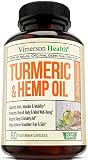 Turmeric Curcumin with Hemp Oil Powder and Bioperine. Joint Pain Relief, Anti Inflammatory, Anti Anxiety. Stress and Sleep Support Supplement with Curcuminoids and Black Pepper. 60 Capsules