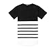 OLRIK Mens Hipster Hip Hop Basic Longline Crewneck Black And White Stripes T-shirt