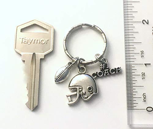 CLEARANCE SALE - Football Coach Keychain, Gift for Team Trainer Key Chain, 1 Coaching Present, Foot Ball Helmet Keyring for Women, Men, Him, Her Thank you Gift