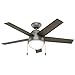 Hunter Fan Company, 59267, 46 inch Anslee Matte Silver Ceiling Fan with LED Light Kit and Pull Chain