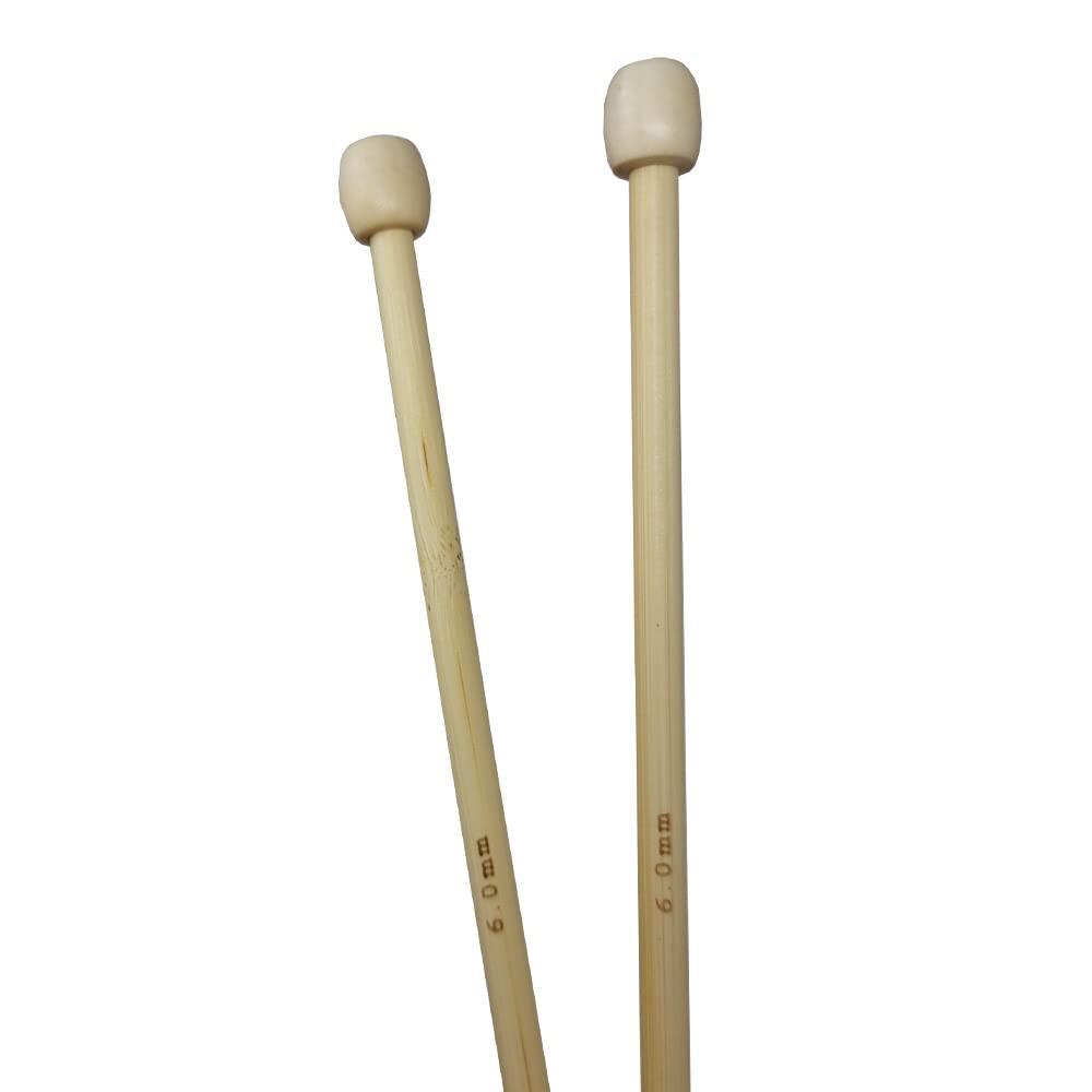 Eco-Friendly Single Point Natural Bamboo Knitting Needles 35cm x 6mm