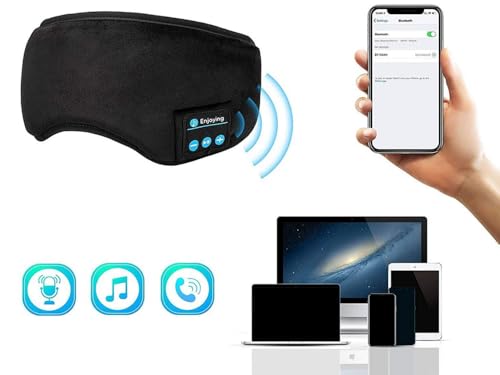 Sleep Mask with Built-in Bluetooth Headphones, Wireless Music Mask, Touch Control, Noise Cancelling, Lightweight and Comfortable for Travel, Nap, Yoga, Sleep and Rest