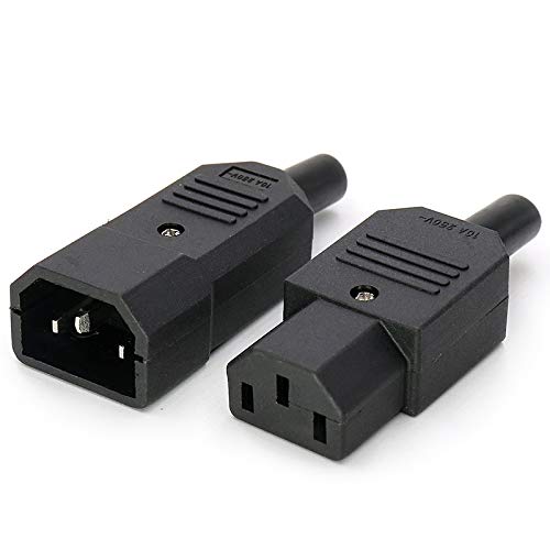 Aofan IEC 320 C14 Male & C13 Female Heavy Duty Rewireable Inline Adapter Socket Connector AC 250V/10A (1 Pair)