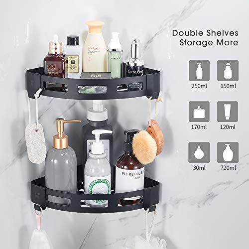 Cobbe Corner Shower Caddy, 2 Tiers Triangle Bathroom Shelves, Wall Mount Storage Shelf Baskets