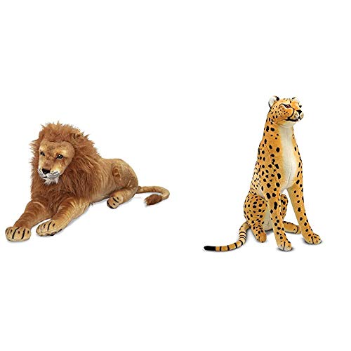 Melissa Doug Giant Lion Lifelike Stuffed Animal (Over feet Long) and  Giant Cheetah Lifelike Stuffed An