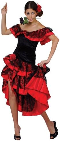 Wicked Costumes Adult Women’s Spanish Senorita Costume, Red Flamenco Style Fancy Dress for Halloween Fiesta & Themed Parties - Image 3