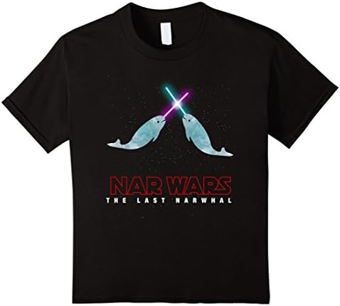 Kids Realistic Nar Wars Narwhal Funny Movie Parody T shirt 12 Black