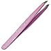 Tweezers Set of 3 Stainless Steel With Leatherette Case (Frosted Glitter Series: Blue Flat, White Pointed and Pink Slant Tip) Best for Eyebrow/Ingrown Hair - Precision Tweezer Kit