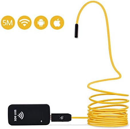 Wireless Endoscope, 5m/16.4ft Semi-rigid WiFi Borescope Inspection Camera HD with 6 Adjustable LED Lights for Android and IOS Phones iPhone Samsung Tablet Laptop