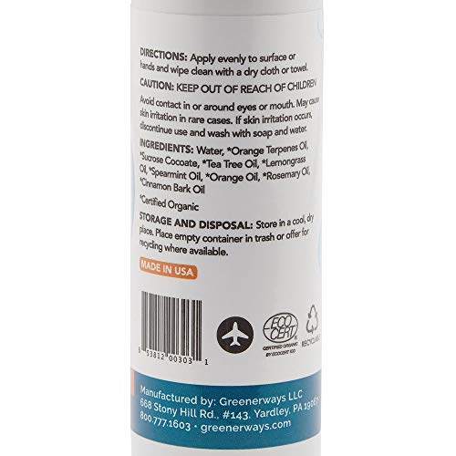 GREENERWAYS ORGANIC Natural AllPurpose Cleaner, Multipurpose Cleaner, USDA Organic NonGMO Hand