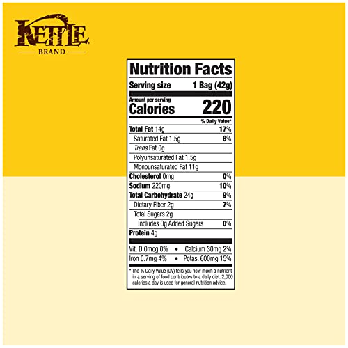 Kettle Brand Potato Chips, White Cheddar Kettle Chips, Snack Bag, 1.5