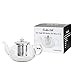 Glass Teapot Kettle with Infuser - Removable Stainless Steel Strainer Steeper and Lid for Loose Leaf and Blooming Tea - Strong Borosilicate Clear Glass Tea Pot - 700 ml / 24 Ounces by Foodie Aid
