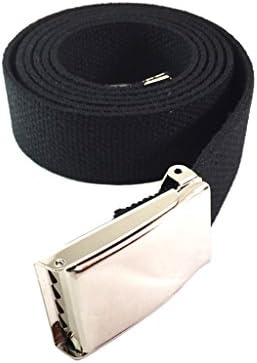 EDNA Military Web Belt with Nickel Flip Type Buckle 60"