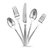 Stainless Steel Flatware Set by MosesMo- Modern & Perfect Weight Utensil Set- 20 or 40 Pieces Set- Everyday Luxurious Mirror Polished Silverware- Restaurant & Hotel Quality (20)