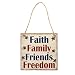 BESTOYARD Faith Family Friends Freedom Hanging Sign Patriotic Party Decoration Independece Day Wooden Plaque 4th of July Favor