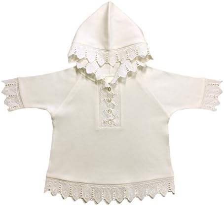 Victorian Organics Baby Hoodie Organic Cotton and Lace Infant Button Henley Shirt