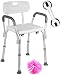 Dr. Maya Adjustable Shower Chair with Back and Arms - Free Suction Assist Grab Bar - Anti-Slip Bench - Bathtub Seat for Bathroom Safety