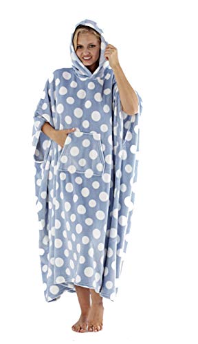 [- Womens Inspirations Hooded Luxury Polka Dot Lounger Poncho  -]