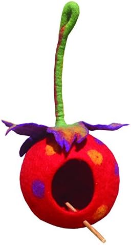 Eco-Bird Nest, Handmade 100% Felted Wool, Great Indoor or Outside, 20 inches Long (Red (Bobo))