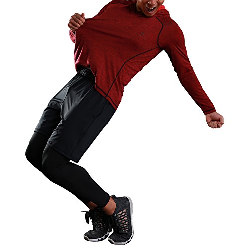Gerlobal Mens Gym Workout Active Muscle Bodybuilding Long Sleeve Hoodies Casual Hooded Sweatshirts Red,Large