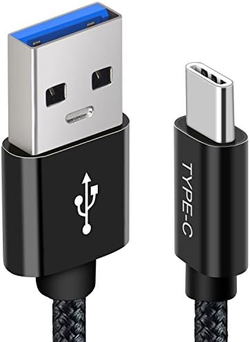 USB A to C Cable, USB C to USB 3.0 Cable Braided Nylon (6.6ft/2m) Fast Charging & Sync Cord for Galaxy S8 Plus, LG G6 G5 V20,Google Pixel, Oneplus, Nintendo Switch, New Macbook and More (Black)