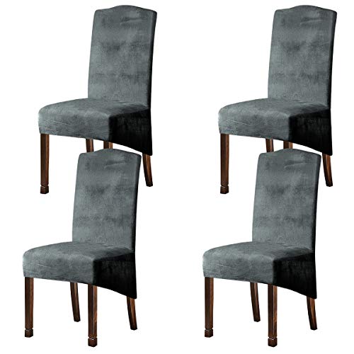 Velvet Plush XL Dining Chair Covers Stretch