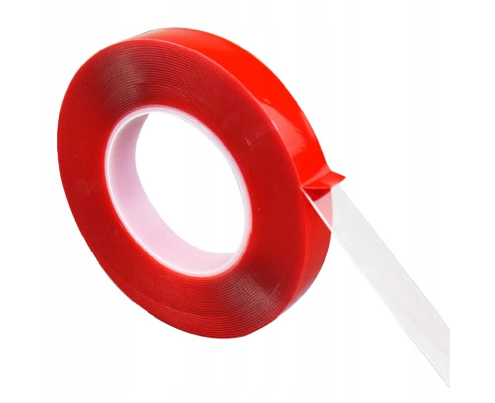 19mm Red Double Sided Adhesive Sticky Tape Easy Lift Super Strong EXTRA LONG 50m