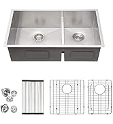 33 Double Bowl Kitchen Sink Undermount - Lordear 33 Inch Undermount Kitchen Sink Double Bowl 60/4...