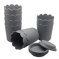 BangQiao 8 Pack 4.30 Inch Gray Plastic Flower Pots Planter Container with Curved Edge and Removable Saucer