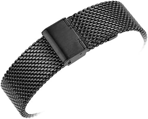 20mm/22mm Solid Milanese Mesh Stainless Steel Strap with Hook Buckle Classic Polished Silver Watch Band Straps
