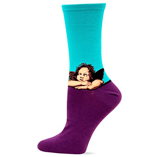 Hot Sox Women's Artist Series Crew Socks, Raphael'S Angels (Teal), Shoe 4-10/Sock Size 9-11