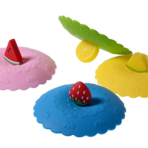 Tea Cup Cover Silicone,Plastic water Paper Cup Cover for Tea Cup ,Silicone Drink Cup Lids ,Hot Cup Lids(Set of 4)