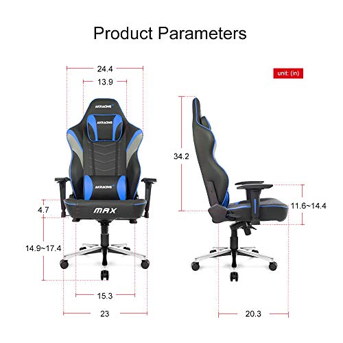 AKRacing Masters Series Max Gaming Chair with Wide Flat Seat, 400 Lbs