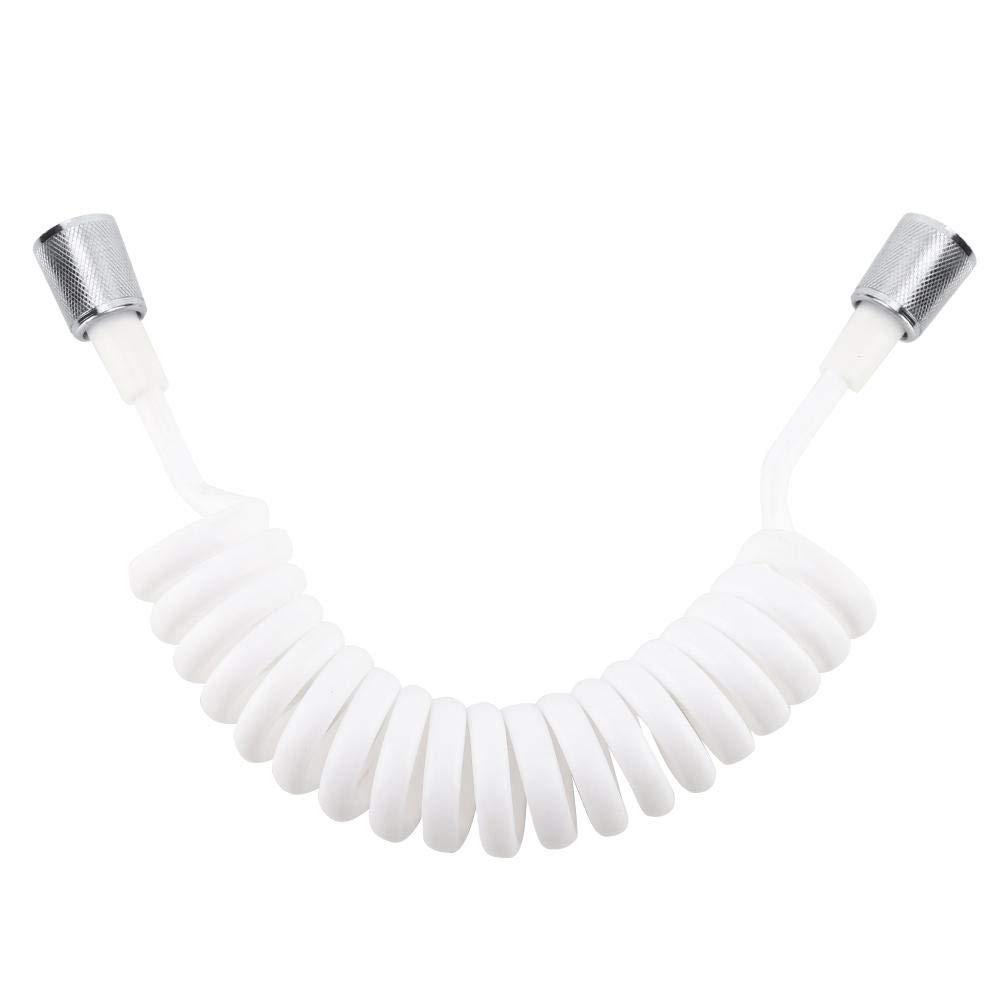 Flexible Tube, ABS Flexible Telescopic Shower Hose 2m Bidet Hose for Hand Wash Water Plumbing Toilet Bidet Sprayer Gun Bathroom Spiral Flexible Shower Hose, White