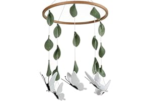Sorrel + Fern Baby Crib Mobile (White Butterflies) - Baby Shower Gift Nursery Decoration for Boys & Girls