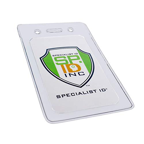 Premium Vertical Prox Card Holders - Lock Top Load Clear Plastic Proximity Badge Pouches for Single Card - Work I'd, Nurse Name Badge and More by Specialist ID (1)