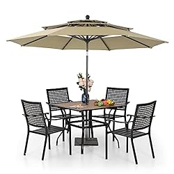 PHI VILLA Outdoor Patio Umbrella Set with Dining