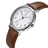 AIBI Women's Watch on Sale Big Face Easy to Read Clearance Light Brown Leather Strap 3ATM Waterproof Digital Display Watch