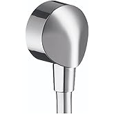 hansgrohe FixFit Handheld Shower Wall Outlet 1/2-inch Thread Connection Round Modern Flush Mount in Chrome, 27458003