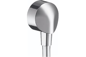 hansgrohe FixFit Handheld Shower Wall Outlet 1/2-inch Thread Connection Round Modern Flush Mount in Chrome, 27458003