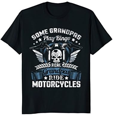 Mens Real Grandpa Biker Shirt Fathers Day Motorcycle Ride Papa XL Black
