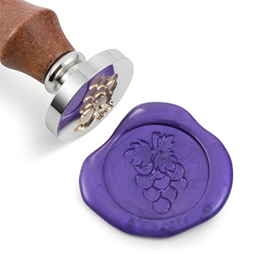 Mceal Wax Seal Stamp, Silver Brass Head with Wooden Handle, Grape