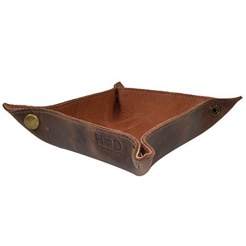 Leather Catchall Change Key Wallet Coin Box Tray Storage Valet Handmade by Hide & Drink :: Cinnamon