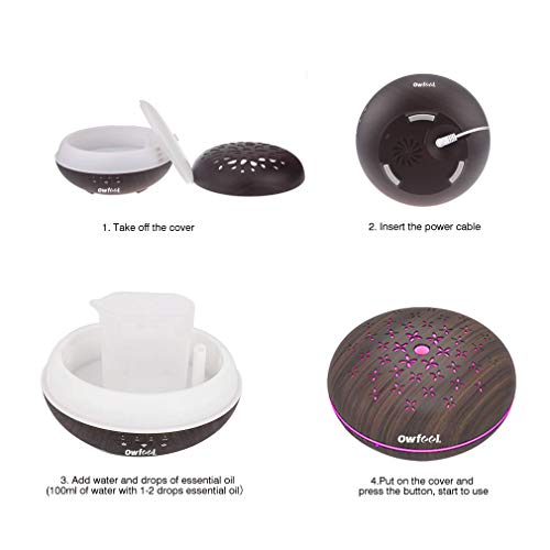 Owfeel Oil Diffusers Essential Oils Humidifier Ultrasonic Cool Mist Aroma Humidifier Support Alexa/Google Home Voice Control with 7 Color LED Lights and Waterless Auto Shut-Off